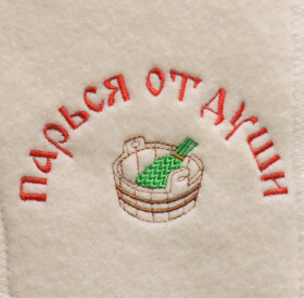 Варежка банная белая с вышивкой (в ассортименте),евро