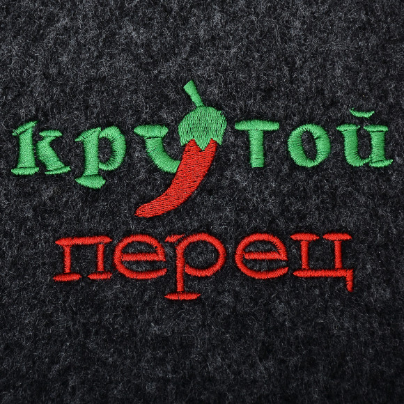 Варежка банная серая, с вышивкой (в ассортименте), евро